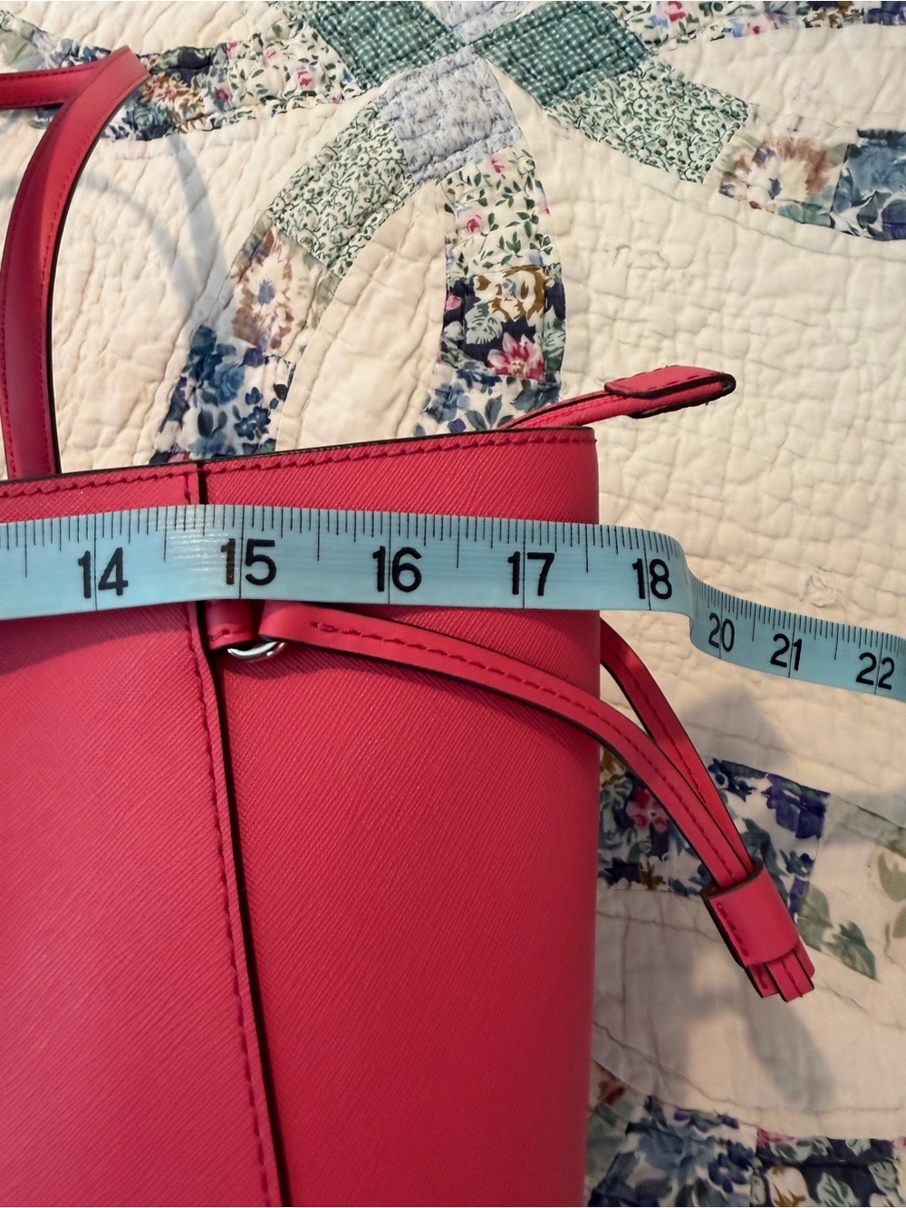 Michael Kors Hot Pink Saffiano Large Tote with MK Charm - Picture 11 of 14